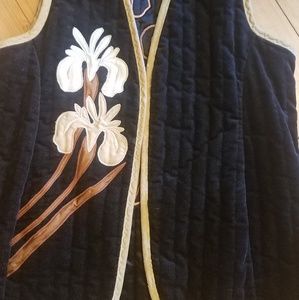 ASIAN SAMURI LINE black quilted vest irises med